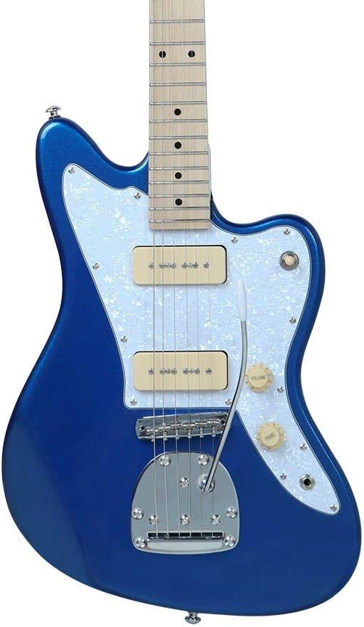 Monoprice Indio Series, 6-String Offset DLX Plus Alder Electric Guitar - Right Handed, With Gig Bag, Blue, OS40