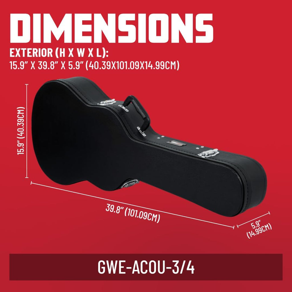 Gator Cases Traditional Series Hard-Shell Wood Case For 3/4 Sized Acoustic Guitars (GWE-ACOU-3/4)