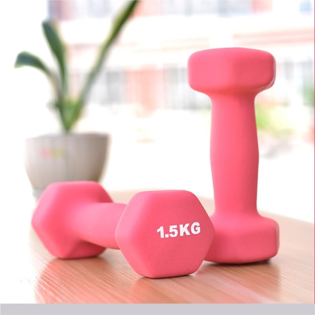 Dumbbel Frosted Plastic Small Dumbbells, Men's Yoga Fitness Equipment, A Pair Of Arm Exercise Hexagonal Dumbbells Barbell, Pink