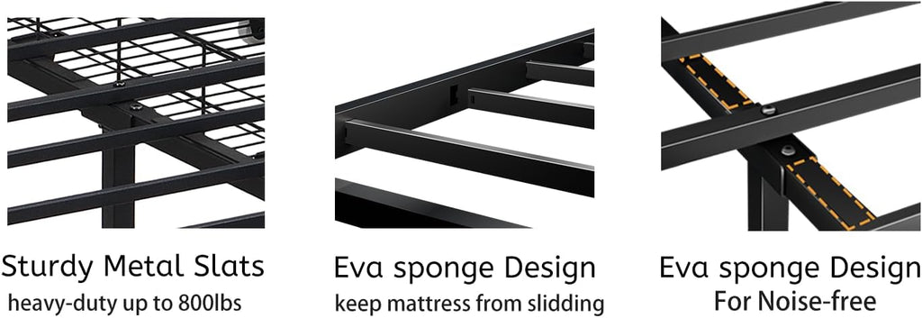 hatisan Full Size Bed Frame with 4 Storage Drawers and 2 USB Ports, Upholstered Platform Bed Frame with Storage Headboard Charging Station and Metal Slat Support, No Box Spring Needed, Dark Grey.
