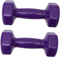 2PCS Plastic Dipped Cast Iron Dumbbells Each Non-slip Hand Weights for Women and Men Unisex Fitness Equipment Gym Training Muscle Strengthening Purple