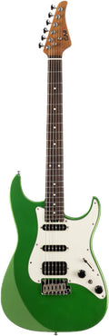 EART Electric Guitar DMX-9, 6 String Tremolo Bridge, Humbucker Pickups, Solid Body, 5-Way Switch Guitars (Gloss Pearl Green)