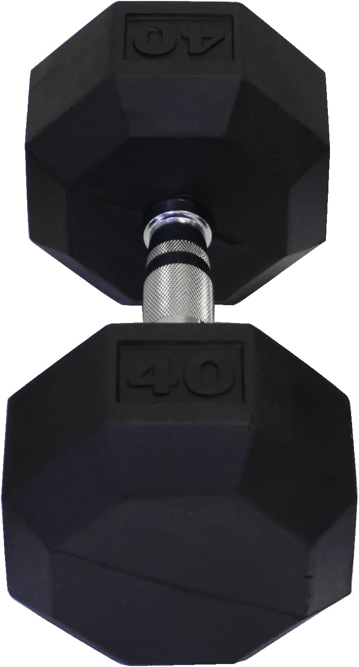 Ader Octagon Deluxe Professional Rubber Dumbbell Contoured Handle, Sold As 1 Piece (2 Lbs-120 Lbs)