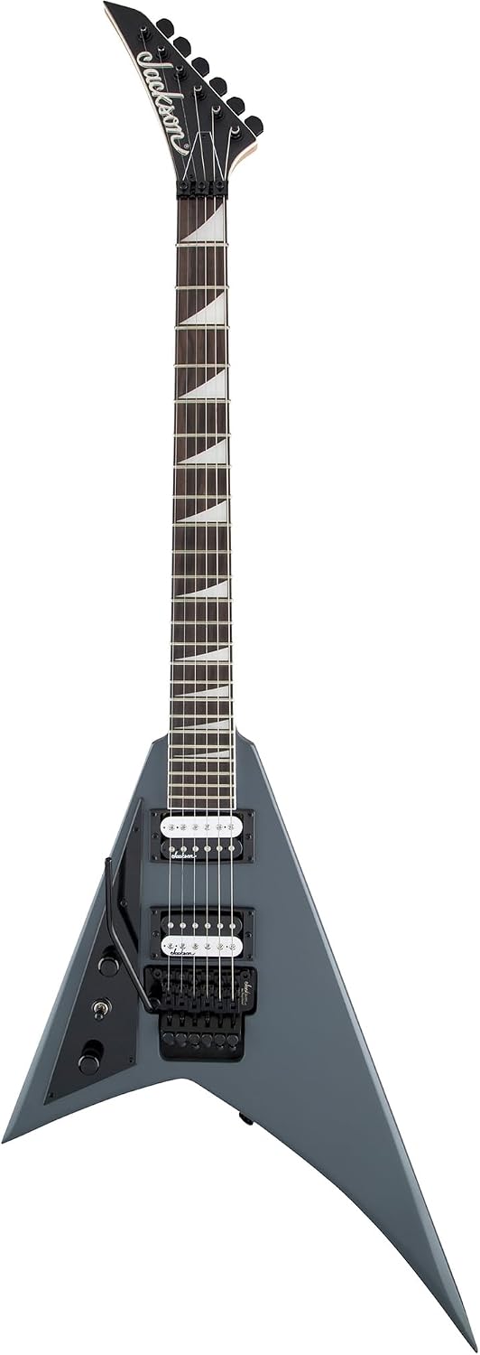 Jackson Rhoads JS32 Left-Handed Electric Guitar - Satin Gray Bundle with Cable, Tuner, Strap, Picks, and Austin Bazaar Guitar DVD