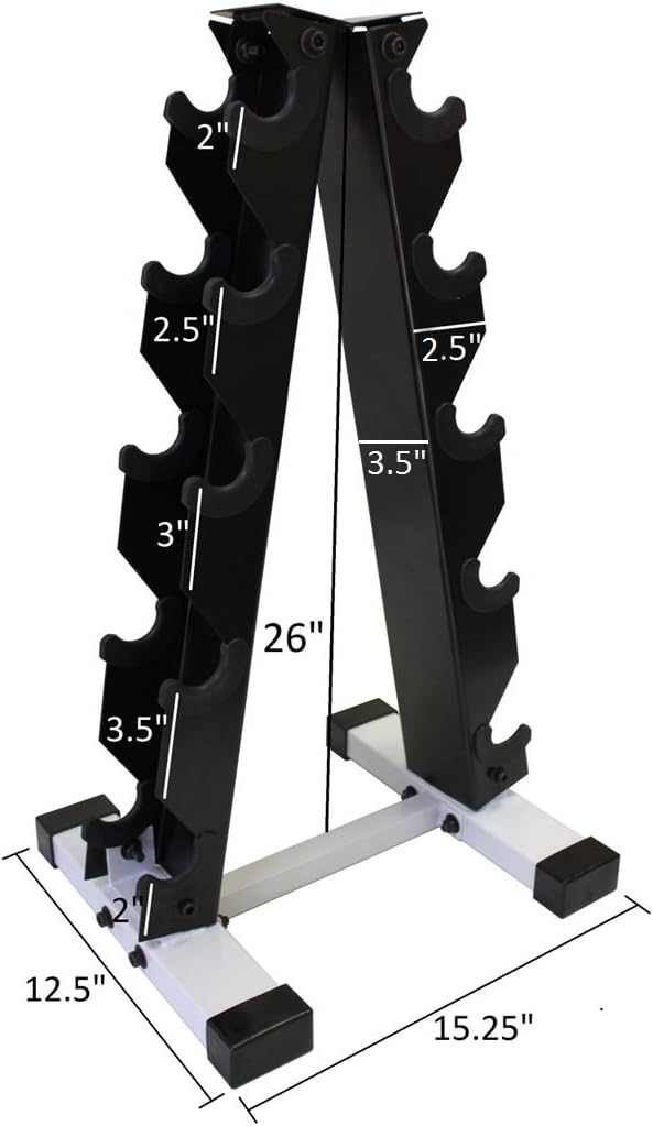 Ader Black Octagon Rubber Dumbbell Set with Rack
