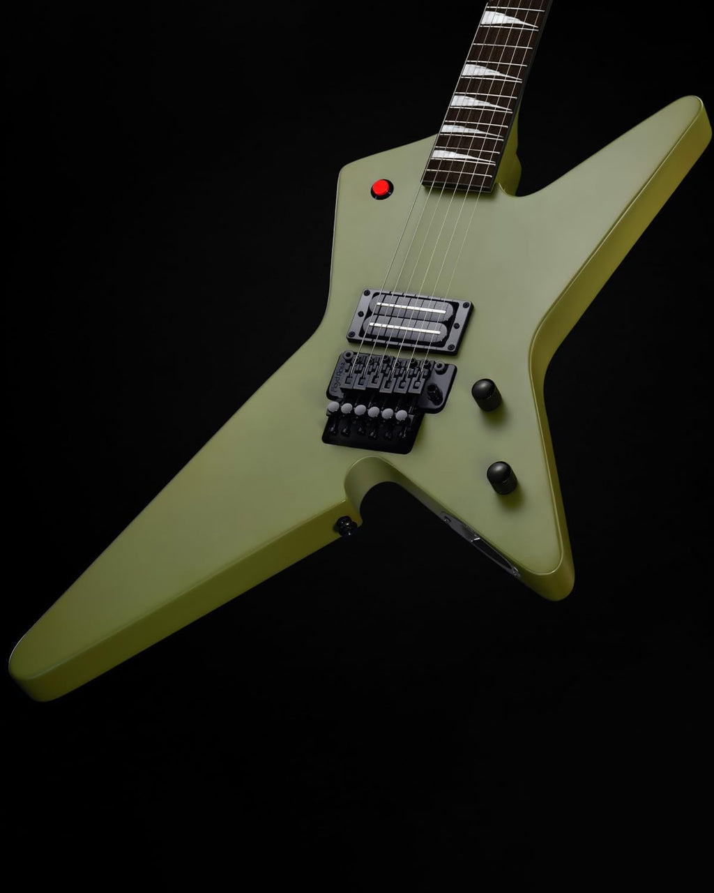 WestCreek HVFR Solid Body Electric Guitar, Heavy Metal Pickups, Heavy Metal Guitar, Rounded End Jumbo Frets (Matte Green)