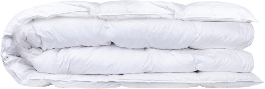 ComfyDown Goose Down White Comforter - Made in USA - 100% Egyptian Cotton Cover, 800+ Fill Power, Light Weight, All Season Washable Duvet Insert with Corner tabs - Twin