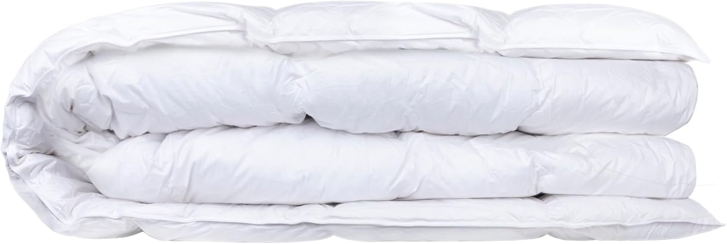 ComfyDown Goose Down White Comforter - Made in USA - 100% Egyptian Cotton Cover, 800+ Fill Power, Light Weight, All Season Washable Duvet Insert with Corner tabs - Twin