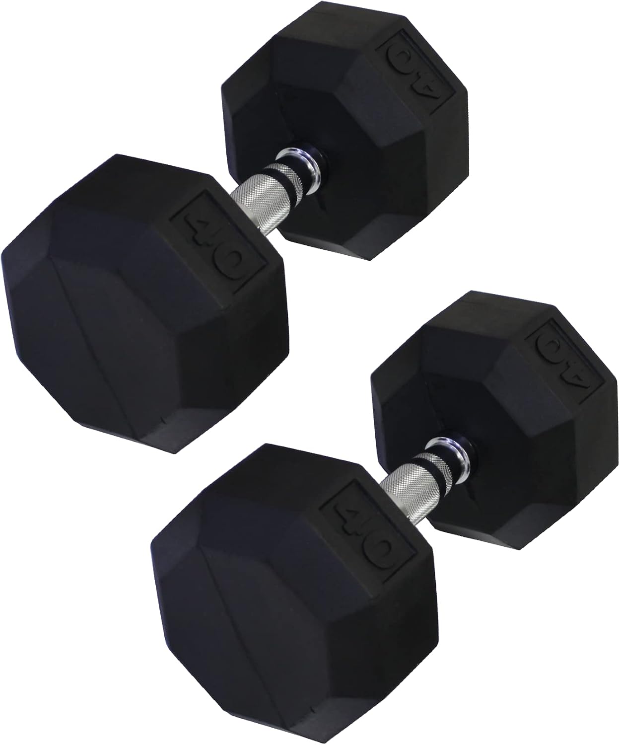Ader 2lb-120lb Black Octagon Rubber Dumbbells Pair