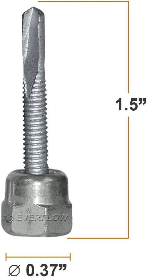 Everflow Sammys 8046957-75 TEK 50 3/8 Inch Screw Vertical Threaded Rod Anchor Designed for Steel Structure, Steel with Electro-Zinc, Corrosion Resistance, 12-24 x 1-1/2 Inch Screw Length (Pack of 75)
