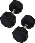 Ader 2lb-120lb Black Octagon Rubber Dumbbells Pair