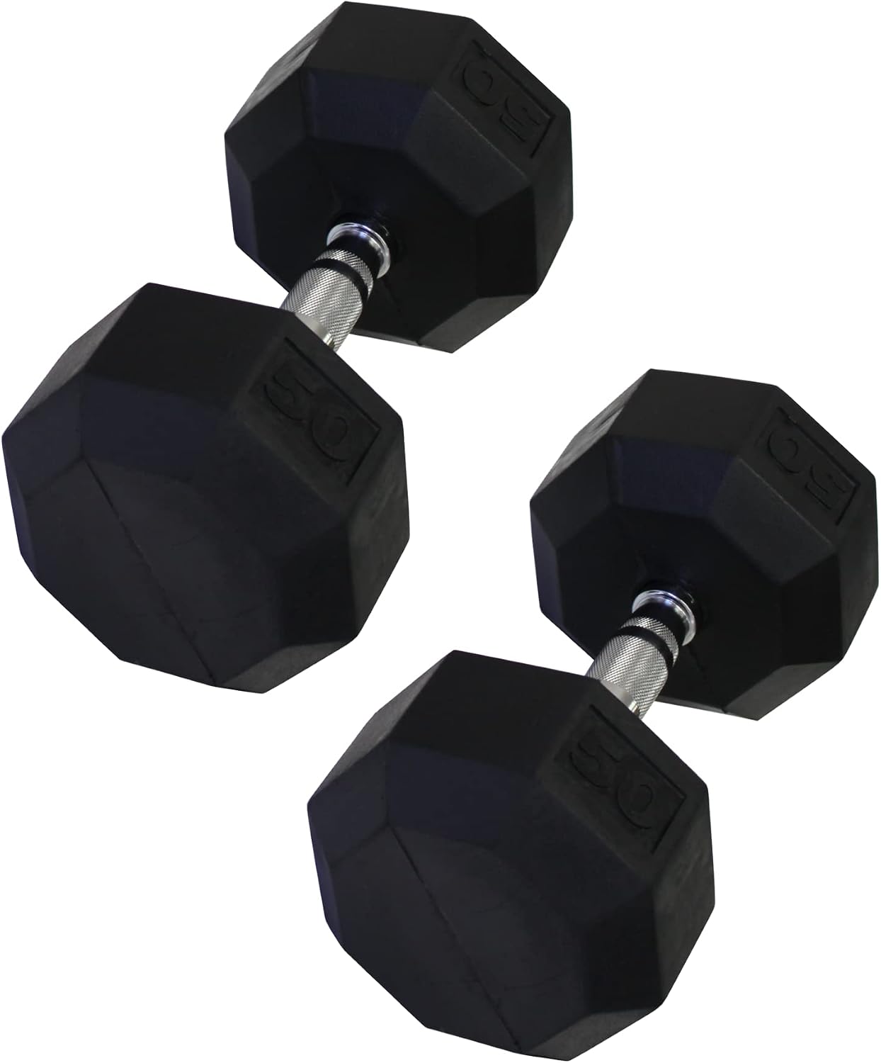 Ader 2lb-120lb Black Octagon Rubber Dumbbells Pair