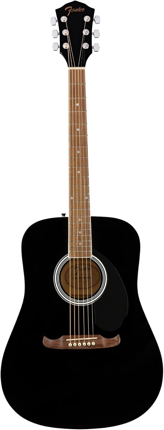Fender FA-125 Dreadnought Acoustic Guitar, with 2-Year Warranty, Black, with Gig Bag