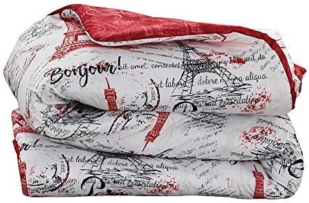 LinenTopia King Size Paris Bedding Comforter Set – Elegant 7-Piece Cozy Bed Set with Lightweight Comforter for Guestroom or Master Bed, Bedroom Décor Aesthetic, Easy to Clean, Black/Red Paris Design