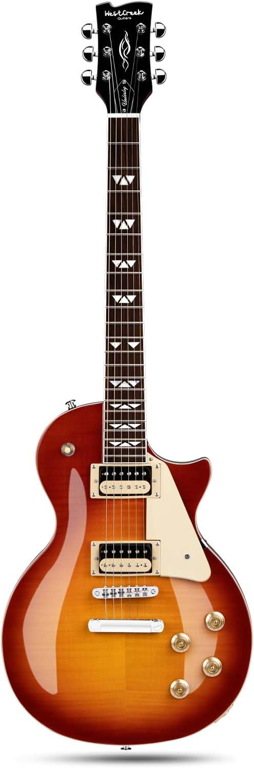 WestCreek Underdog Solid Body Electric Guitar, Mahogany Body, Maple Neck, Rosewood Fretboard, Rounded End Frets, Bone Nut, 22 Frets (CherryBurst)