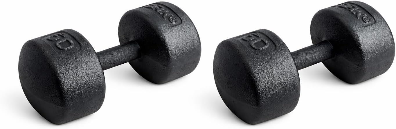 Legacy Solid Round Dumbbell Black – Heavy Duty Cast Iron Hand Weight with Knurled Ergonomic Grip for Strength Training, Muscle Toning, Home Gym Workout – 5 lb to 150 lb In Single & Pair