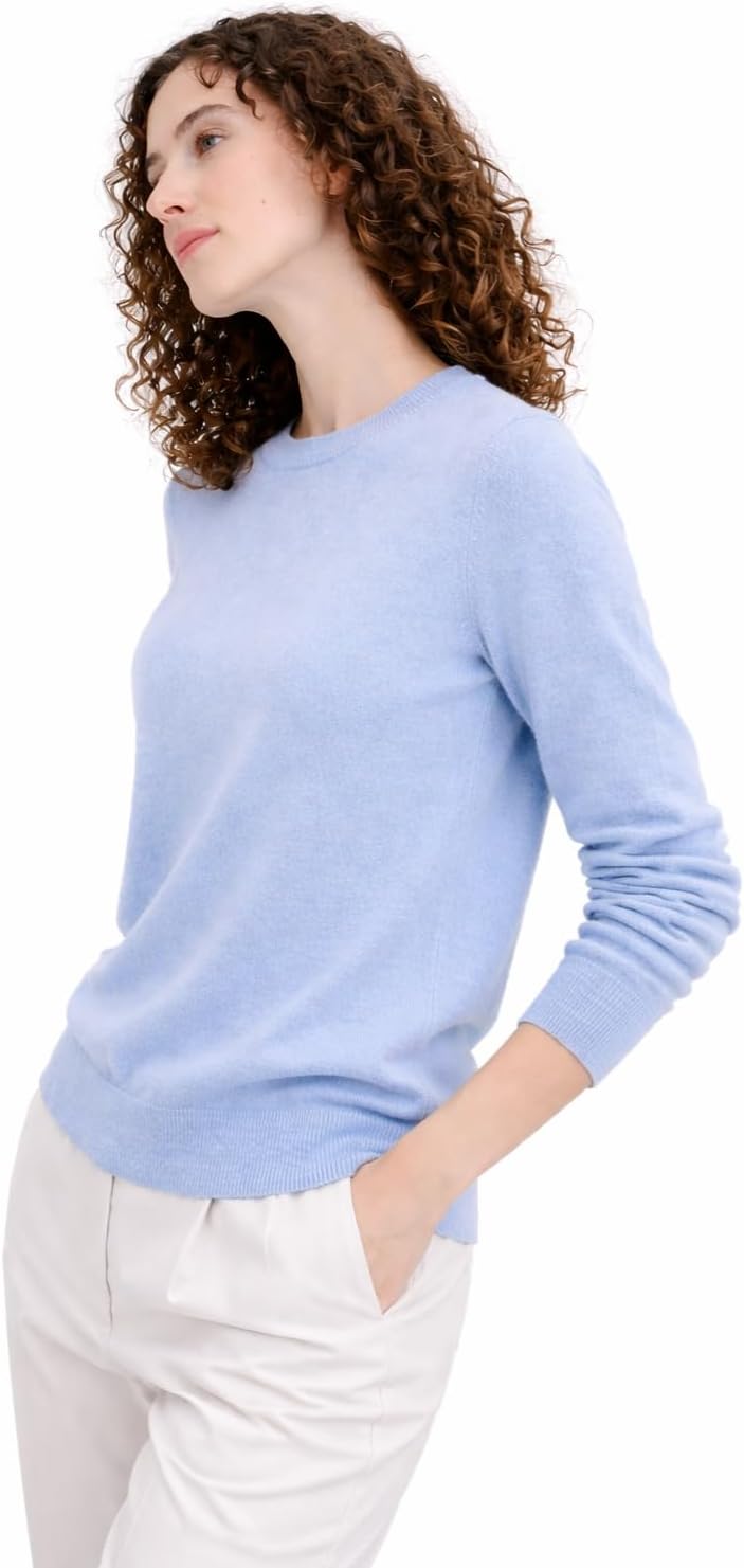 State Cashmere Women's Essential Crewneck Sweater 100% Pure Cashmere Classic Long Sleeve Pullover