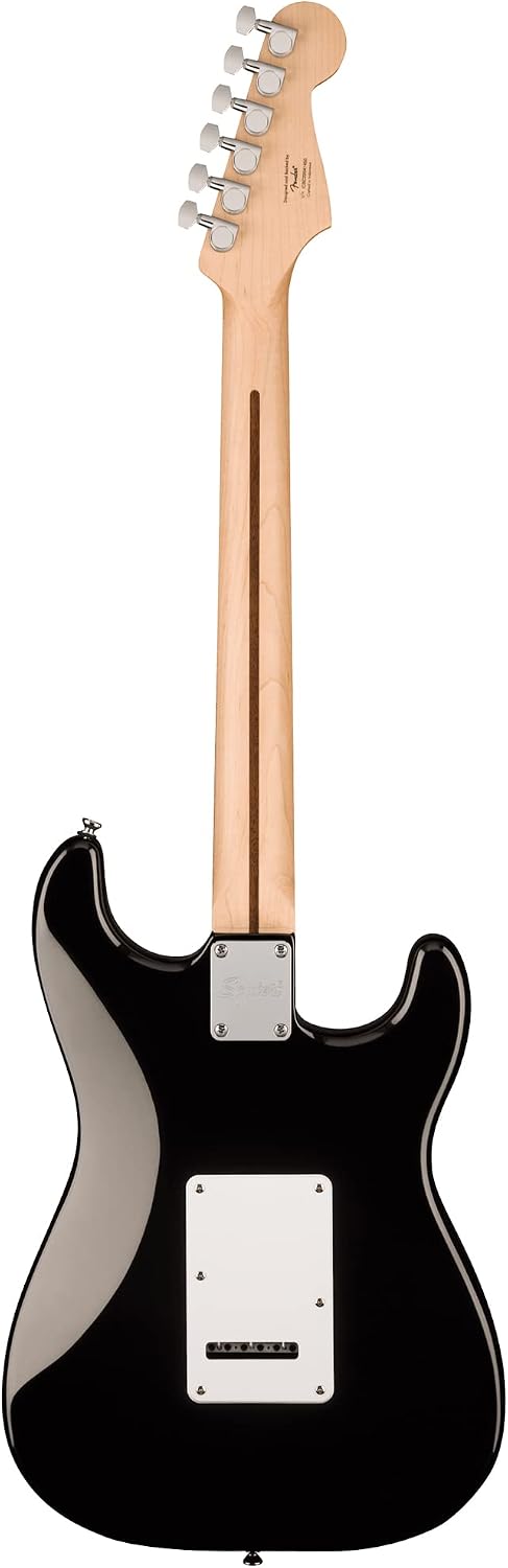 Fender Squier Sonic Stratocaster Left-Handed - Black Bundle with Frontman 10G Amp, Cable,Tuner, Strap, Picks, and Austin Bazaar Guitar DVD