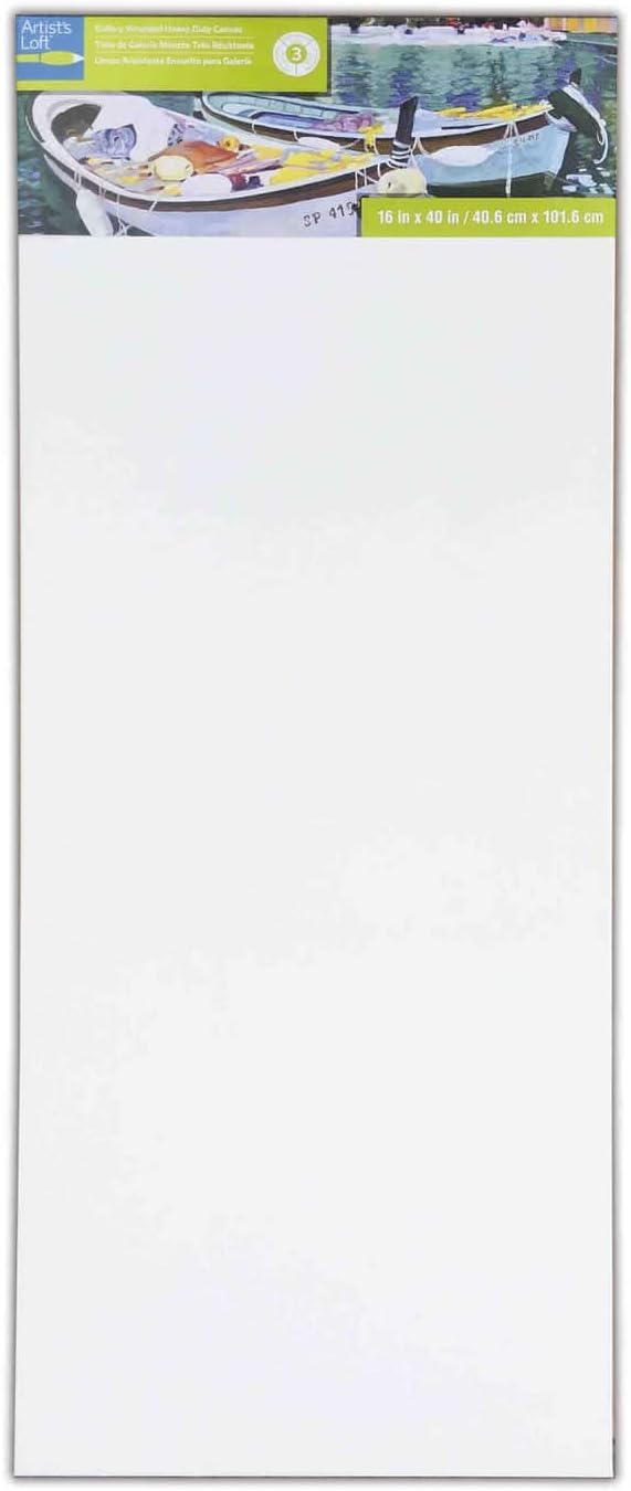 Artist's Loft 16' x 40' Level 3 Gallery Wrapped Heavy Duty Canvas - Archival, Acid Free Cotton Canvas for Acrylic and Oil Paint - Bulk 6 Pack