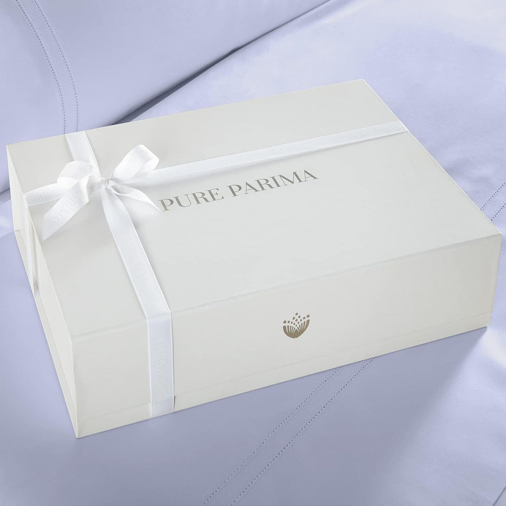 Pure Parima Yalda Sheet Set – 100% Certified Egyptian Cotton, Double-Hem Stitch, Twin XL, ICY Blue