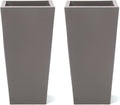 Step2 Tremont Tall Square Tapered Planter, 28' 2-Pack, Indoor/Outdoor Plants, Efficient Drainage, Durable Resin, Dark Cedar