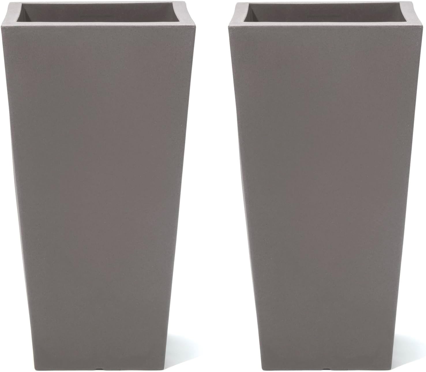 Step2 Tremont Tall Square Tapered Planter, 28' 2-Pack, Indoor/Outdoor Plants, Efficient Drainage, Durable Resin, Dark Cedar