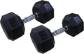 Ader 2lb-120lb Black Octagon Rubber Dumbbells Pair