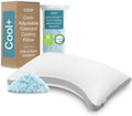 Coop Home Goods Cool+ Crescent Adjustable Pillow, Queen Size Plus Shaped Memory Foam Pillows with Cooling Gel, Neck Support, Back or Side Sleeper Pillow, CertiPUR US/GREENGUARD Gold