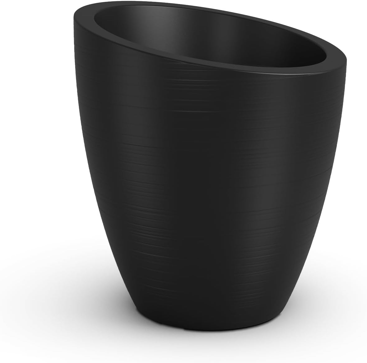Round Mayne Planter with Sloped Top and Textured Finish