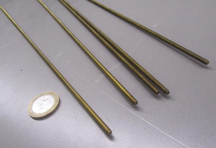 Brass Fully Threaded Round Rod, RH, 6-32 Diameter x 24' Length, 5 Pcs.
