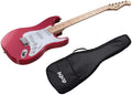 Monoprice Cali Classic Electric Guitar - Wine Red 6 Strings, Double-Cutaway Solid Body, Right Handed, SSS Pickups, Full-Range Tone, With Gig Bag, Perfect for Beginners - Indio Series