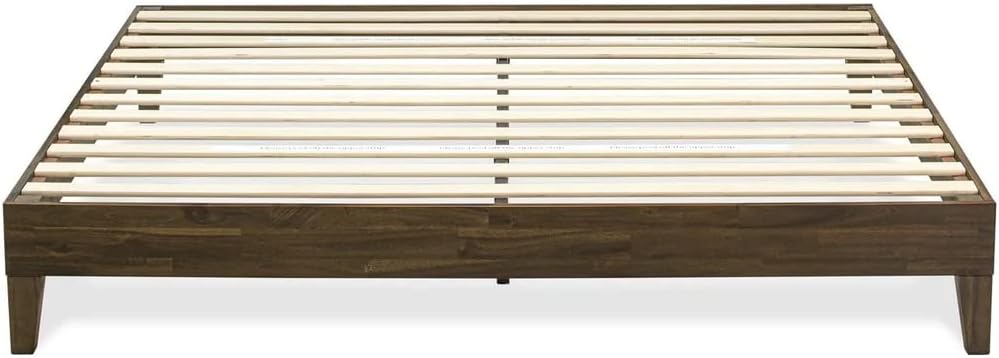 East West Furniture NVP-22-K King Size Platform Bed Frame with 4 Hardwood Legs and 2 Extra Center Legs - Walnut Finish