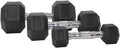 Apollo Athletics 1-Piece Rubber Coated Solid Cast Iron Dumbbell with Contoured Chrome Handle, Hexagon Head,