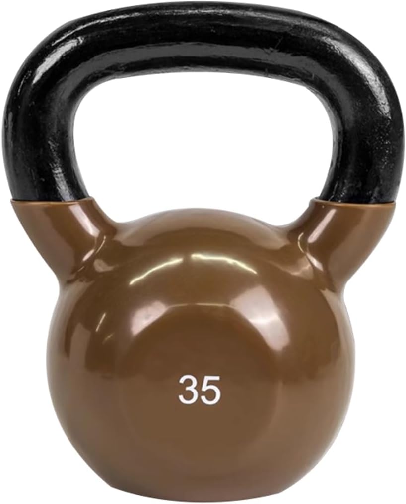Kettlebell Weights for Women Men's Strength Training Kettle Bells, Beginner Fitness Dumbbell, Squat/Swing/Lunge, Home Exercise Equipment(Brown-35LB)