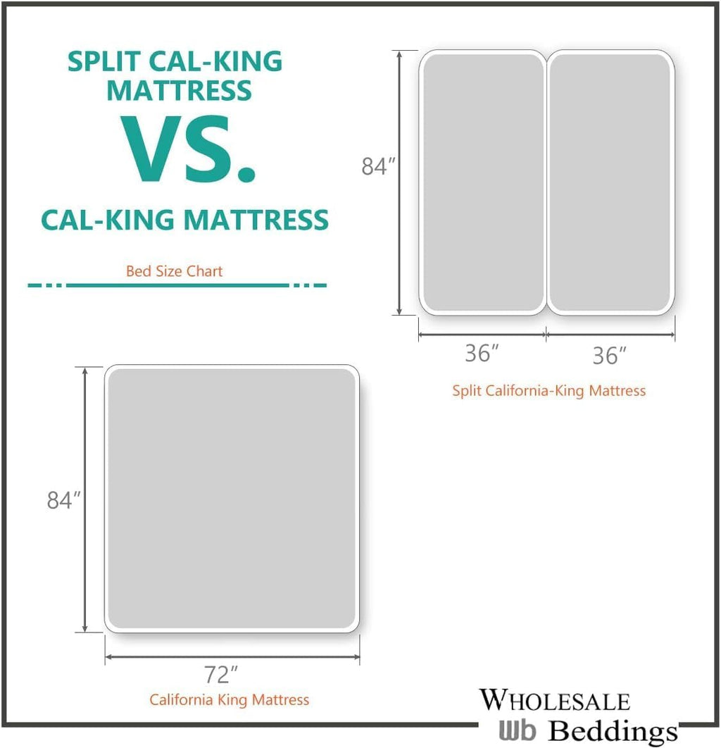 Royal Tradition Solid 300 Thread Count, 100 Percent Cotton 5PC Split California King Sheets Set for Adjustable Beds, White