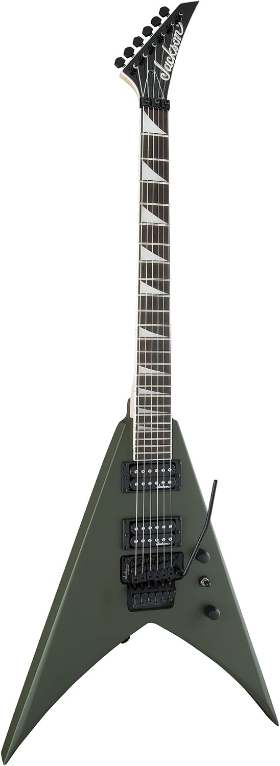 Jackson King V JS32 Electric Guitar - Matte Army Drab Bundle with Cable, Tuner, Strap, Picks, and Austin Bazaar Instructional DVD