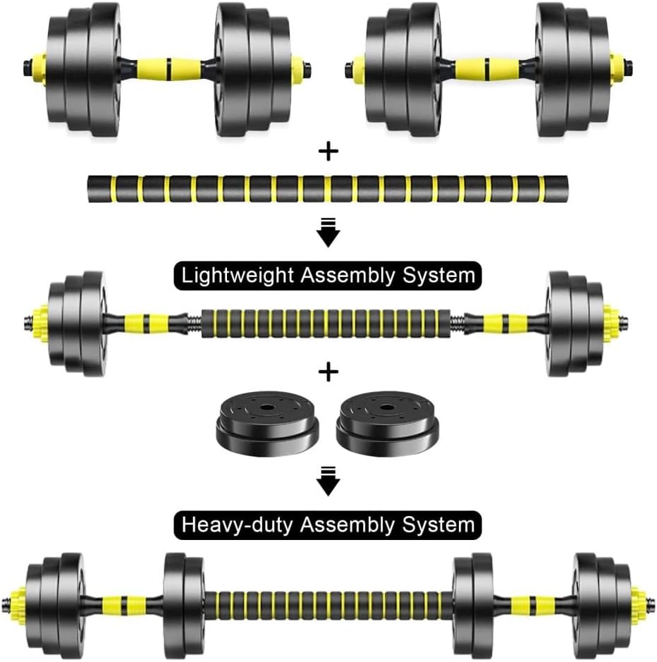 Dumbbel Adjustable-Dumbbells-Set,80lbs Free Weights Set with Connector,Fitness Exercises for Home Gym Suitable Men/Women,Yellow Barbell