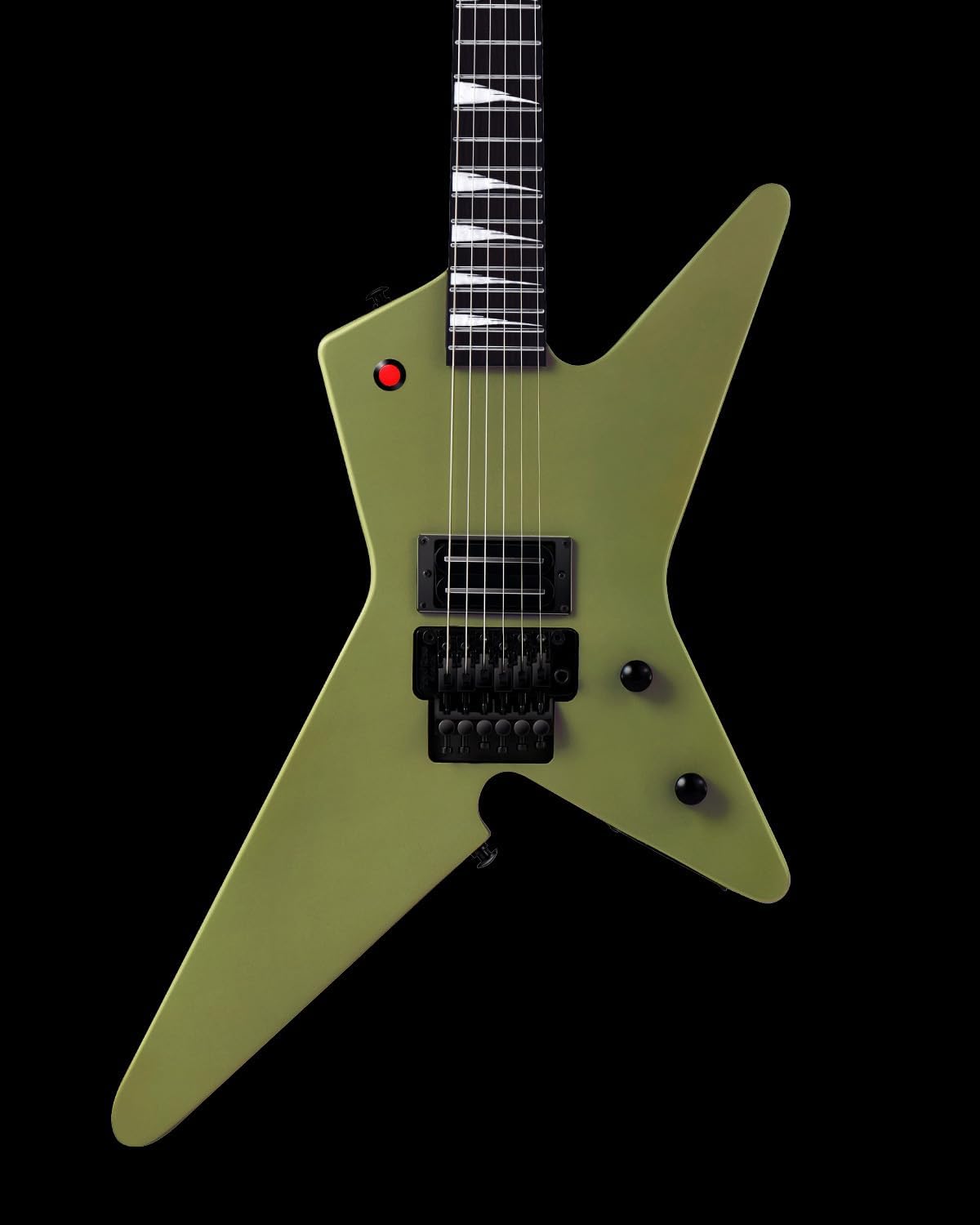 WestCreek HVFR Solid Body Electric Guitar, Heavy Metal Pickups, Heavy Metal Guitar, Rounded End Jumbo Frets (Matte Green)