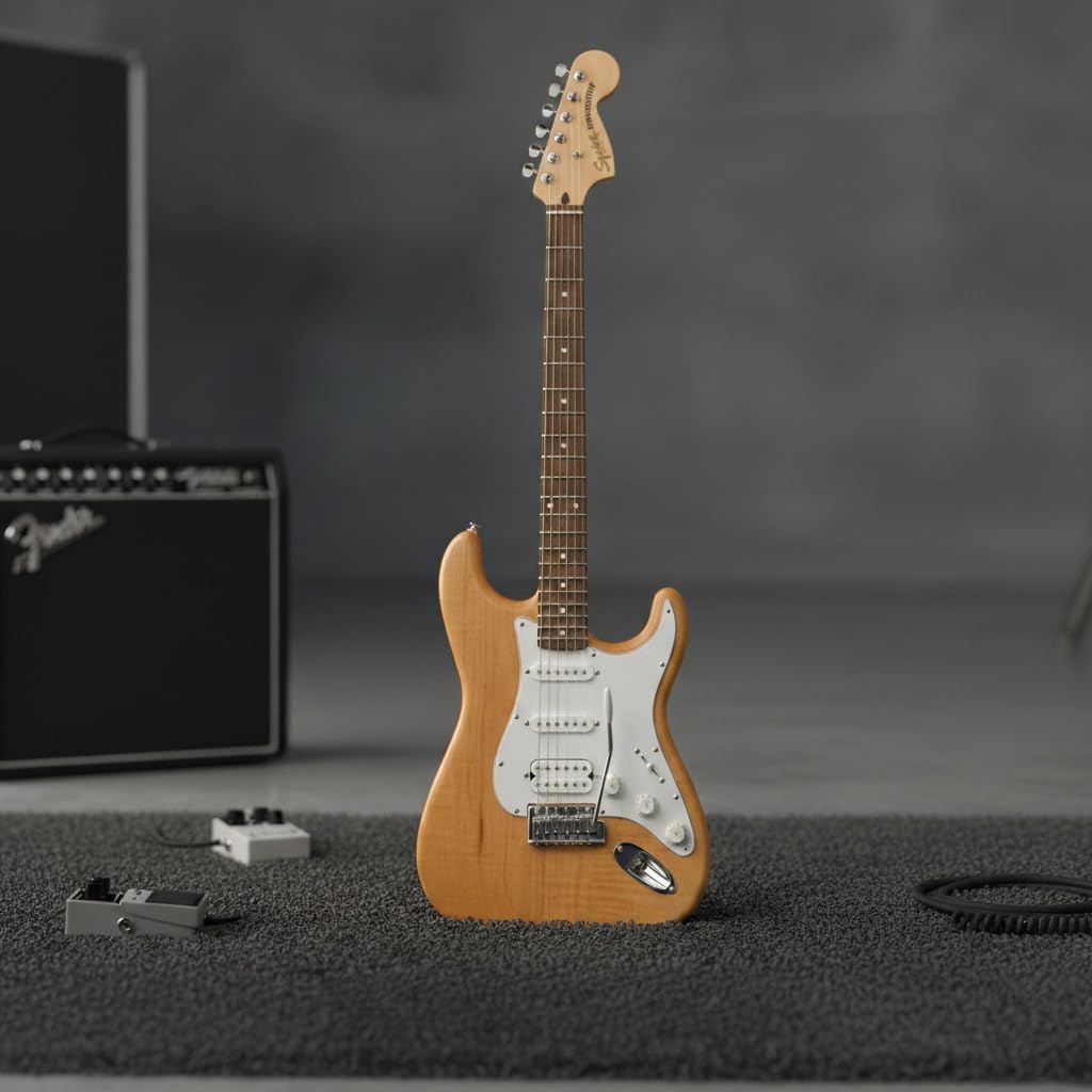 Squier Affinity Series FSR Stratocaster Electric Guitar, Natural, Laurel Fingerboard