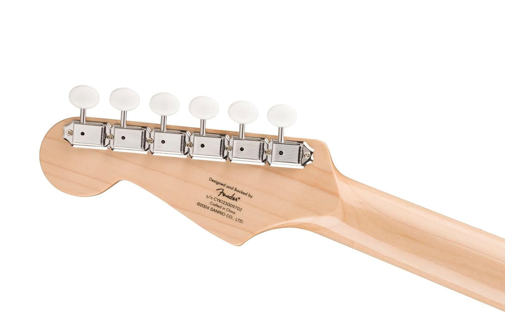 Fender x Hello Kitty Stratocaster Electric Guitar and Deluxe Hello Kitty Gig Bag, White