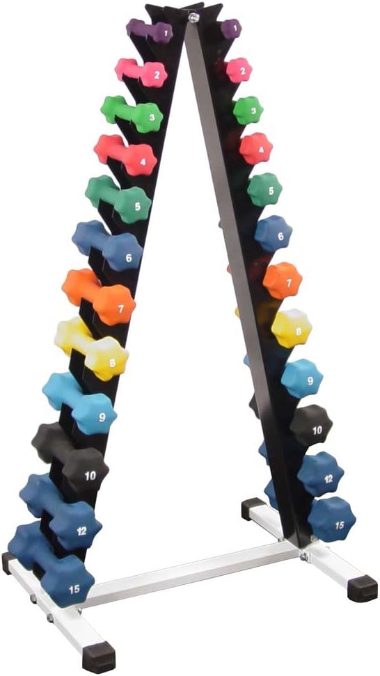 Neoprene Dumbbell Set- 12 Pairs w/Rack