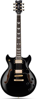 WestCreek 333 Electric Guitar, Semi Hollow Body Jazz Electric Guitar, Alnico Humbucker Pickups, Rosewood Fretboard, Maple Neck, Rounded End Frets, Maple Body, Full size(Void Black)