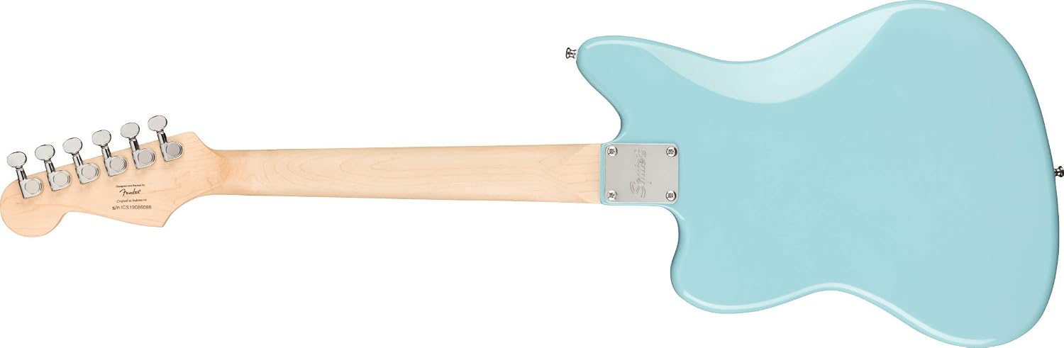 Squier Mini Jazzmaster Electric Guitar, Daphne Blue, Maple Fingerboard