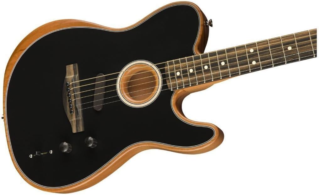 Fender American Acoustasonic Telecaster Acoustic Electric Guitar, with 2-Year Warranty, Black, Ebony Fingerboard, with Gig Bag