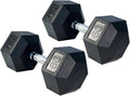 Gronk Fitness Rubber Hex Dumbbell Pairs | 5lbs - 70lbs | Workout Equipment for Men and Women | Rubber Coated Cast Iron with Ergonomic Chrome Plated Handles