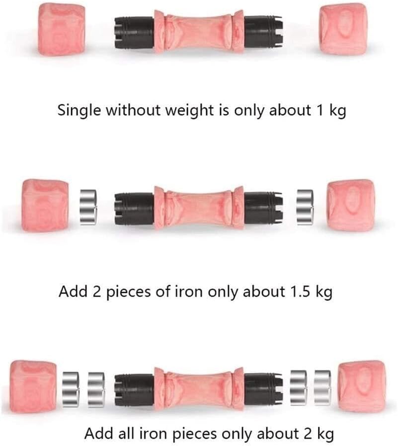 Adjustable Dumbbells for Women & Men, Beginner Fitness Equipment, Aerobics, Pilates, Yoga, Weightlifting, Home Gym Exercise, 1-4kg Set, Pink/Green/Blue