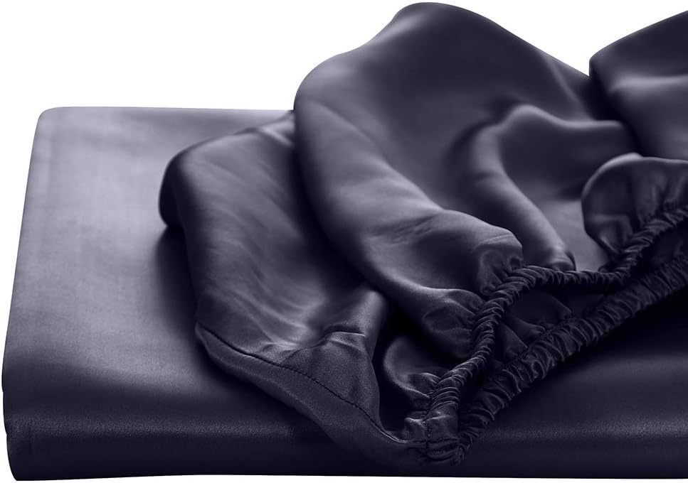Orose Silk Fitted Bottom Sheet-100% Natural Mulberry Silk,Hypoallergenic,19 Momme,Seamless,Deep Pocket(16'),1pc (Charcoal, California King)