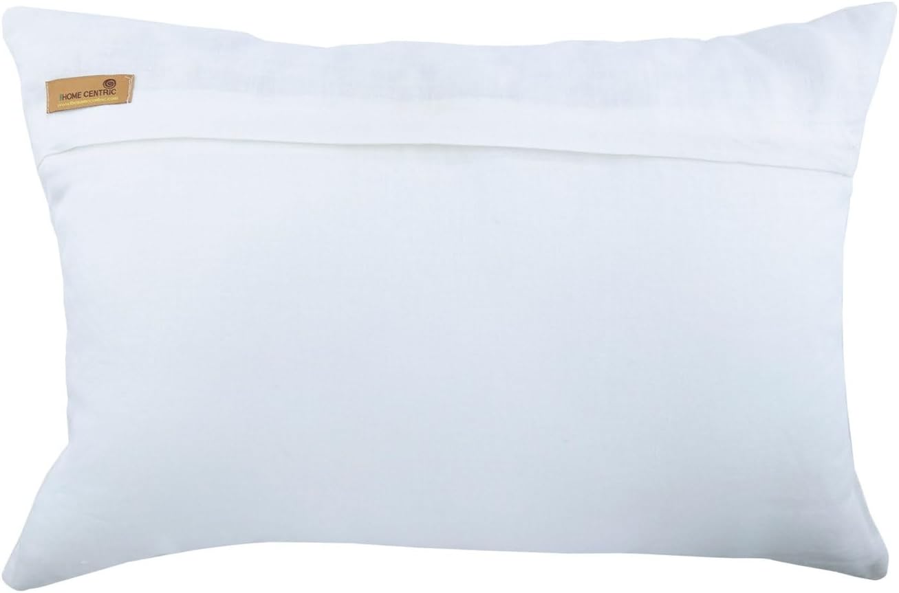 The HomeCentric Decorative Oblong/Lumbar Throw Pillow Covers Accent Pillows Couch Sofa Pillow Case Pack of 2, 12'x26' (30x65 cm) White Silk Dupioni Bead Embroidery - Fish Tales