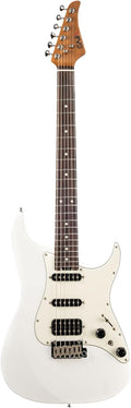 EART Electric Guitar DMX-9, 6 String Tremolo Bridge, Humbucker Pickups, Solid Body, 5-Way Switch Guitars (Gloss Pearl White)