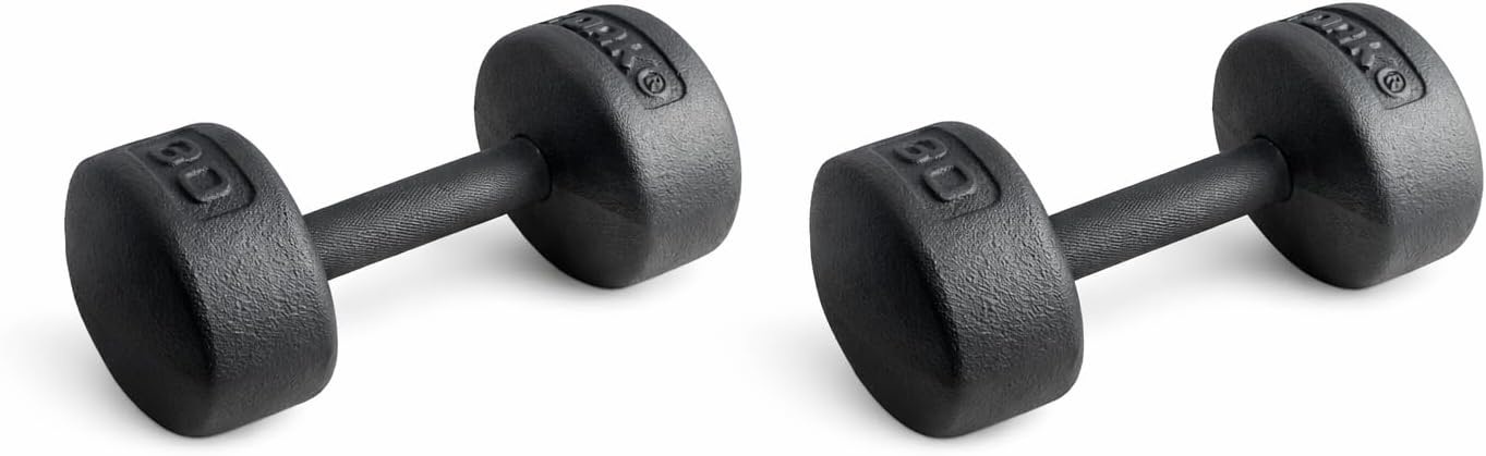 Legacy Solid Round Dumbbell Black – Heavy Duty Cast Iron Hand Weight with Knurled Ergonomic Grip for Strength Training, Muscle Toning, Home Gym Workout – 5 lb to 150 lb In Single & Pair